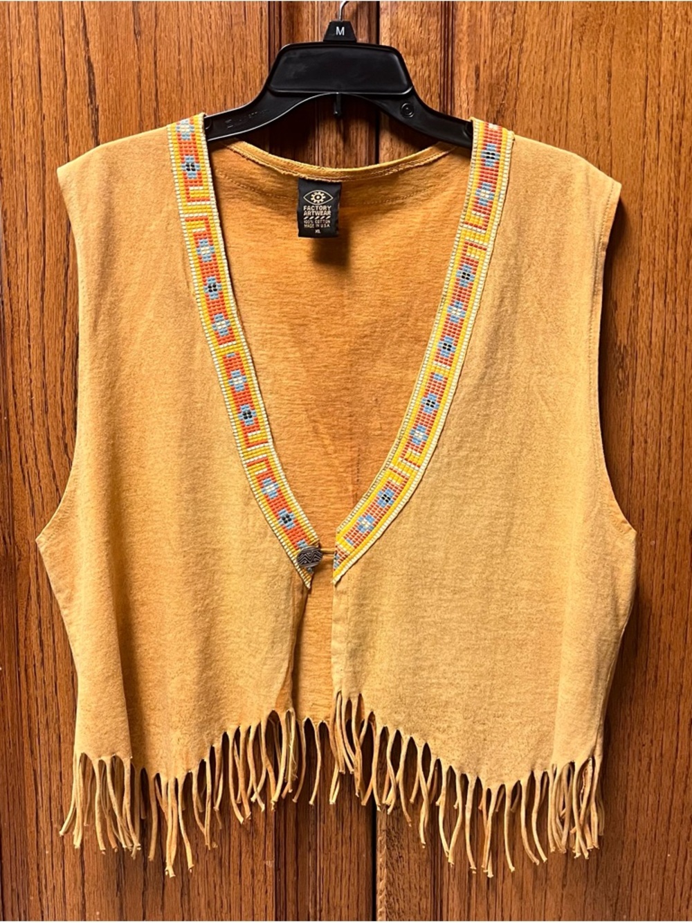 Vintage Factory Artwear Top Vest Native Aztec Southwestern Fringe XL